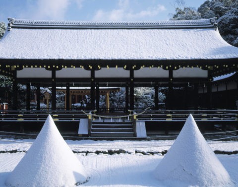 上賀茂神社雪景 立砂 Ｗ．Ｈ