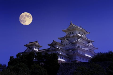 姫路城 月