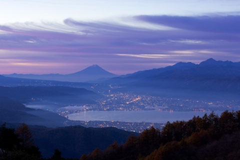 諏訪湖と富士山