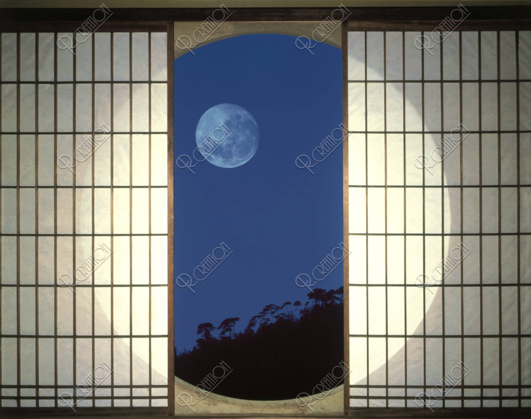 丸窓と月 ｃ ｇ 合成 イラスト Cg アールクリエーション