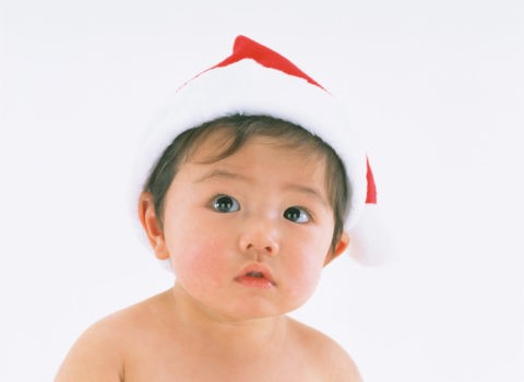 サンタ帽の赤ちゃん