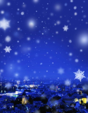 クリスマス 街並み メルヘン 夜景 冬 雪 合成