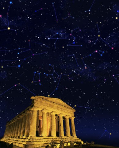 コンコルディア神殿 世界遺産 夜景 星空 星座 合成