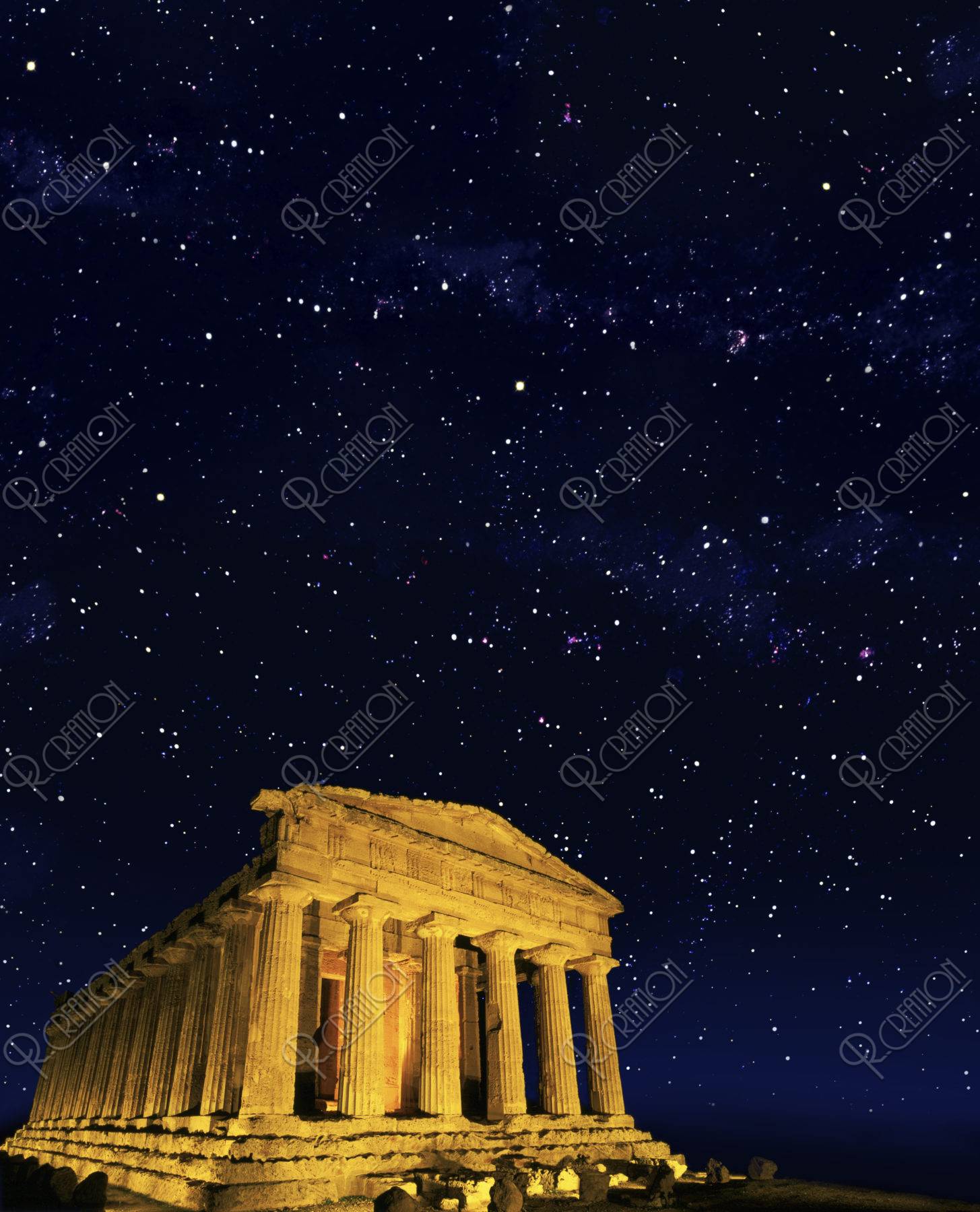 コンコルディア神殿 世界遺産 星空 夜景 合成