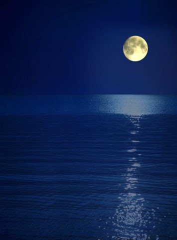 月夜 水平線 青色 合成