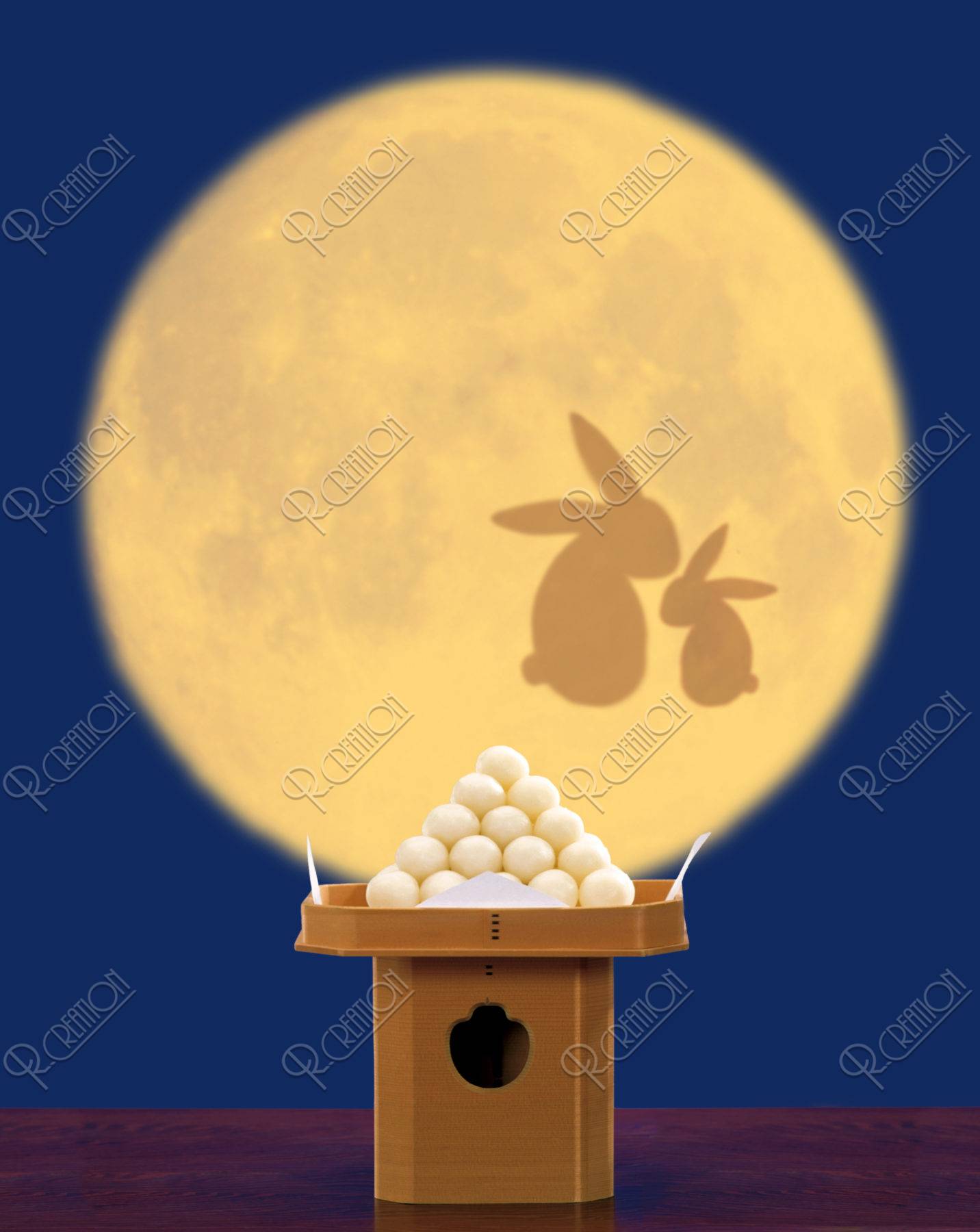 月見 満月 ウサギ CG