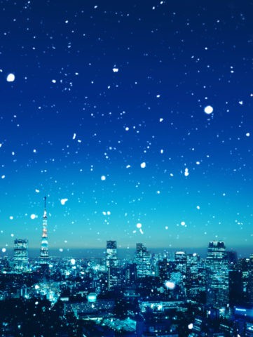 雪降る東京ビル群 ＣＧ