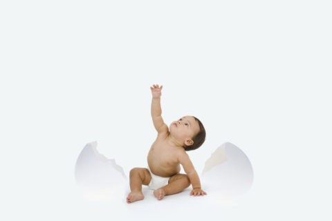 卵の殻と裸の赤ちゃん ＣＧ