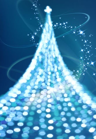 光の軌跡とクリスマスツリー