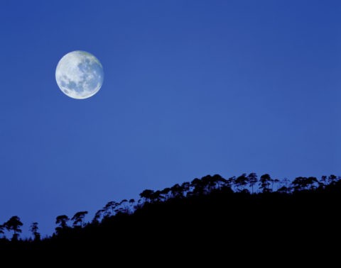 小倉山と月（合成）