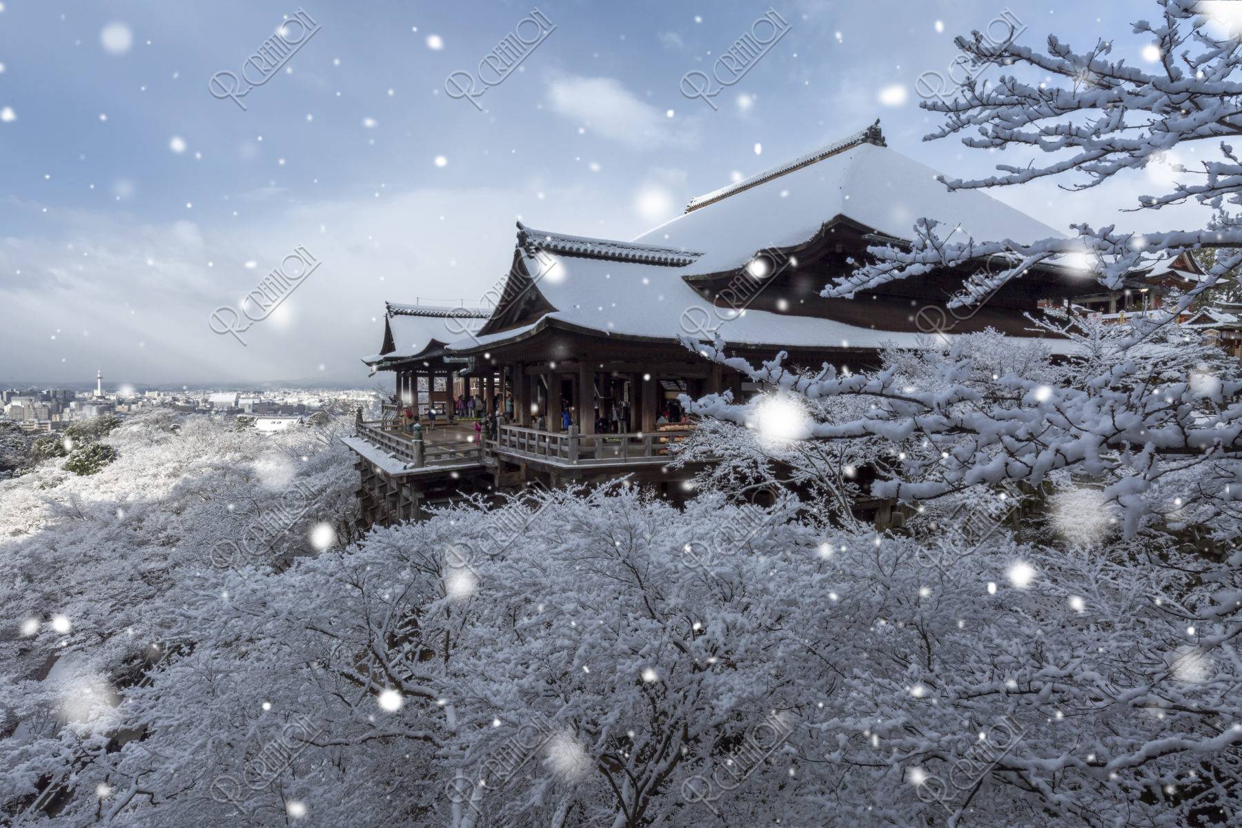 雪の清水寺CG