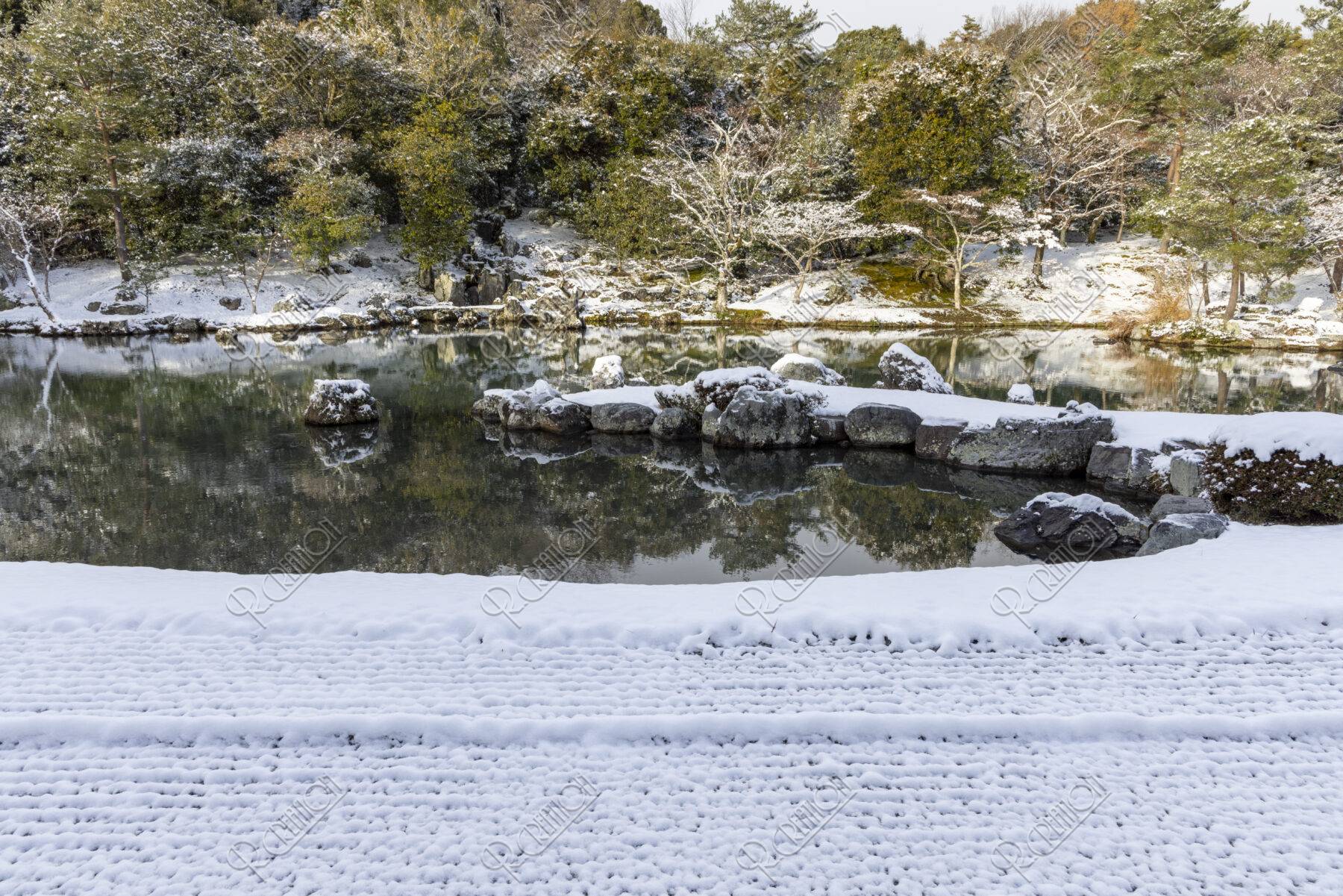 雪の天龍寺 庭園