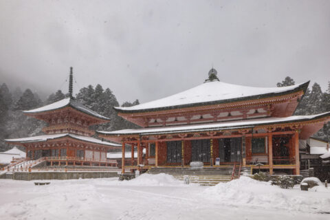 雪の比叡山阿弥陀堂と東塔 延暦寺