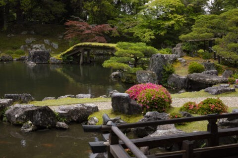 皐月咲く醍醐寺三宝院の庭園