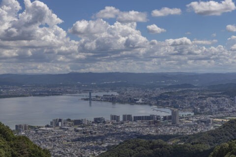 比叡山ドライブウェイからの琵琶湖 大津港