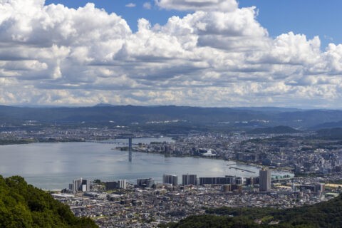 比叡山ドライブウェイからの琵琶湖 大津港